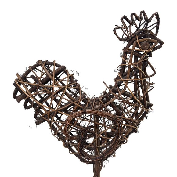 Chicken Rooster Twig Sculpture Statue 19 Inch Vine Art Vintage FarmCore - Picture 6 of 11